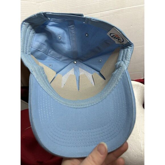 NWOT Miller Lite Hat Snapback Baseball Cap Light Blue Embroidered Logo Spellout - Picture 4 of 4